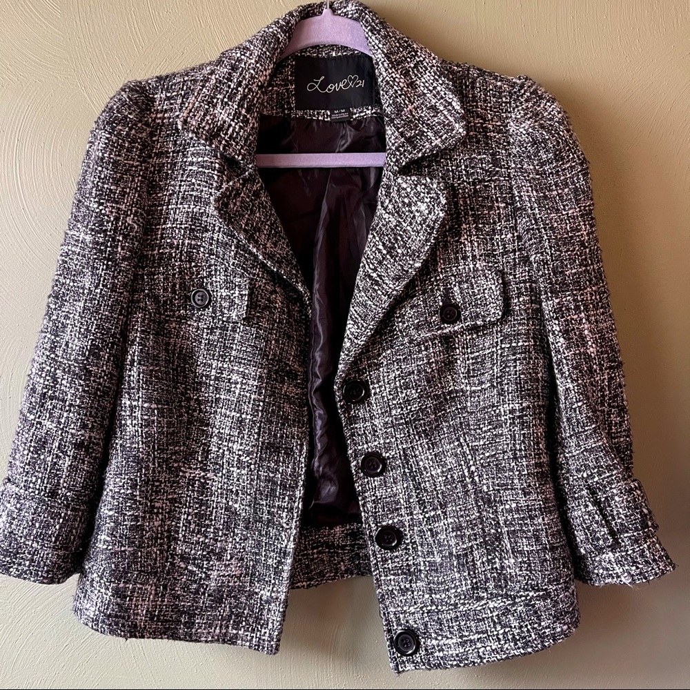 Tweed business jacket waist length